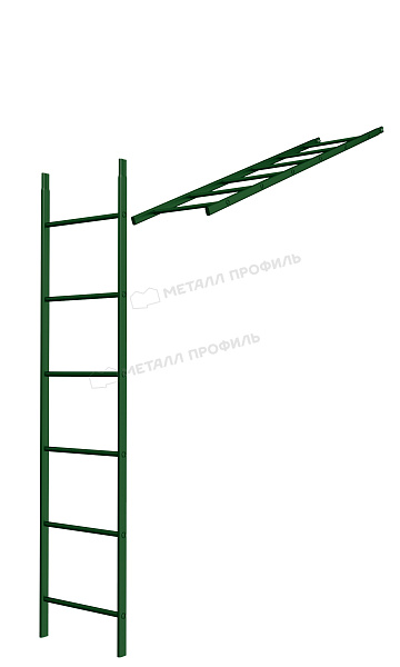 Лестница кровельная стеновая МП дл. 1860 мм без кронштейнов (6005)_1шт и метизы приобрести в Екатеринбурге, по стоимости 4758.6 ₽.