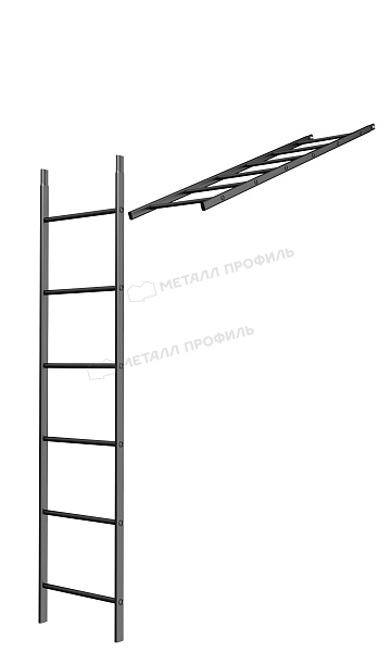 Лестница кровельная стеновая дл. 1860 мм без кронштейнов (9005) ― где заказать в Екатеринбурге? В Компании Металл Профиль!